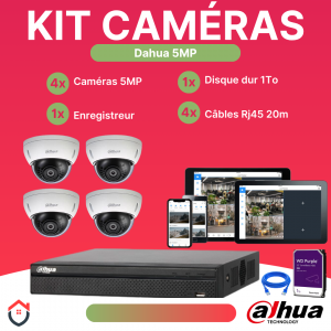 Kit 4 CAM Dahua 5MP Dôme