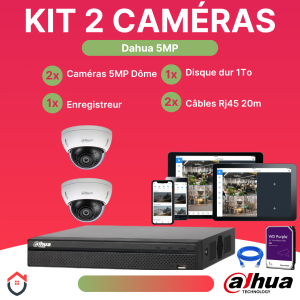 Kit 2 CAM Dahua 5MP Dôme